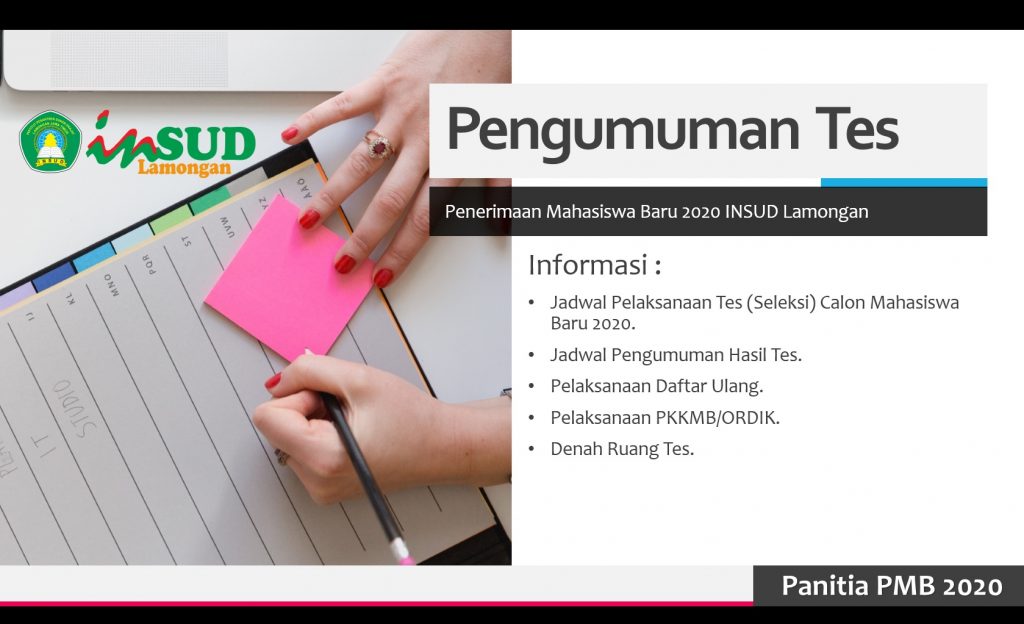PENGUMUMAN TES PMB 2020