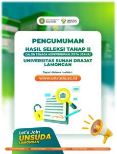 PENGUMUMAN HASIL SELEKSI TAHAP AKHIR REKRUTMEN TENAGA KEPENDIDIKAN DI LINGKUNGAN UNIVERSITAS SUNAN DRAJAT LAMONGAN TAHUN 2026